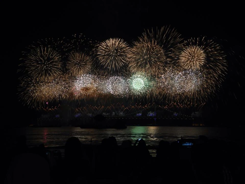 Fireworks over the Busan waterfront during a Busan fireworks festival night