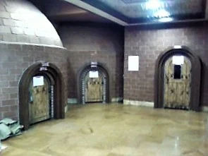 A real-life sauna lounge area