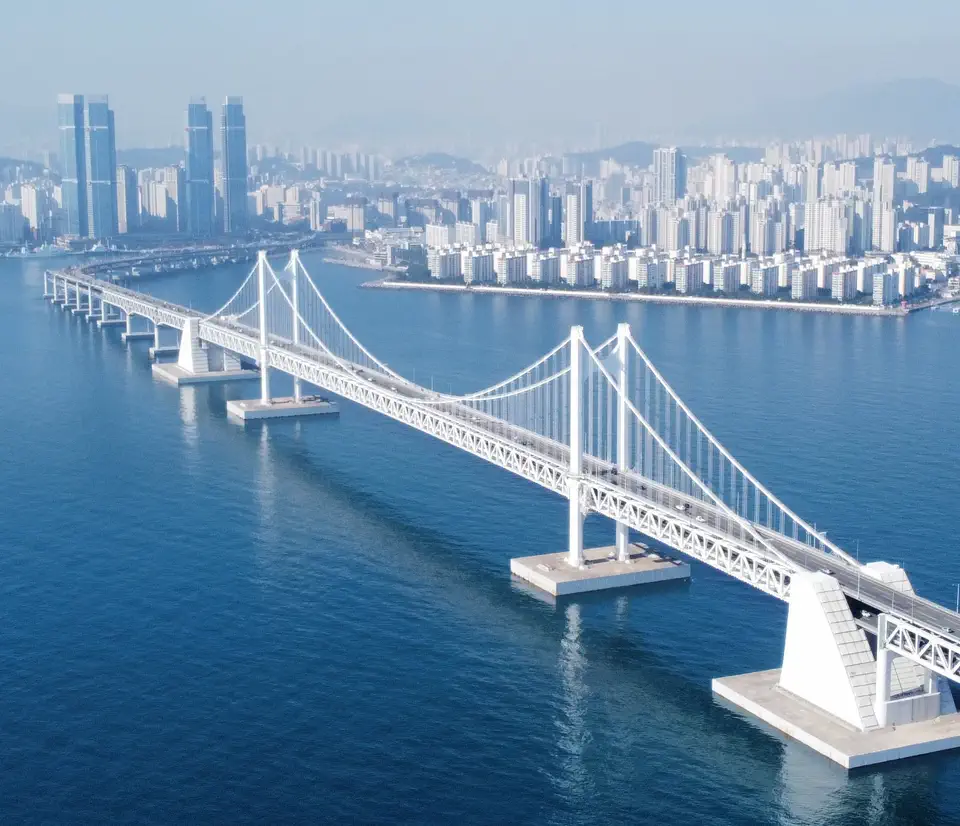 Gwangan Bridge and Busan’s eastern waterfront