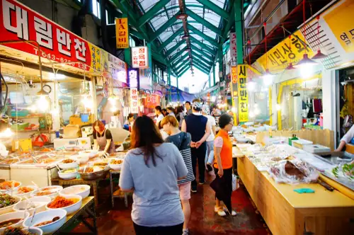 Food stalls inside Gangneung Jungang Market