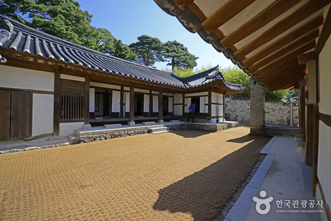 Traditional buildings and courtyard at Ojukheon House in Gangneung