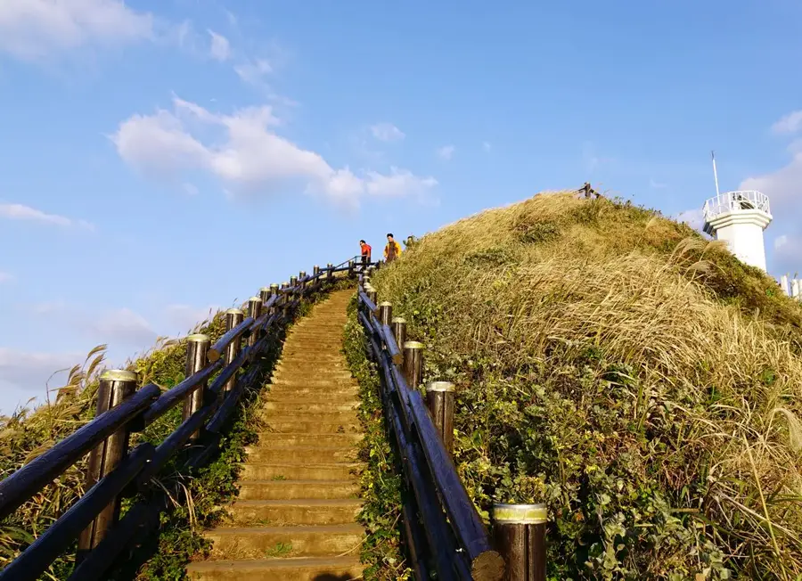 Stairs on the Seopjikoji coastal trail in Jeju